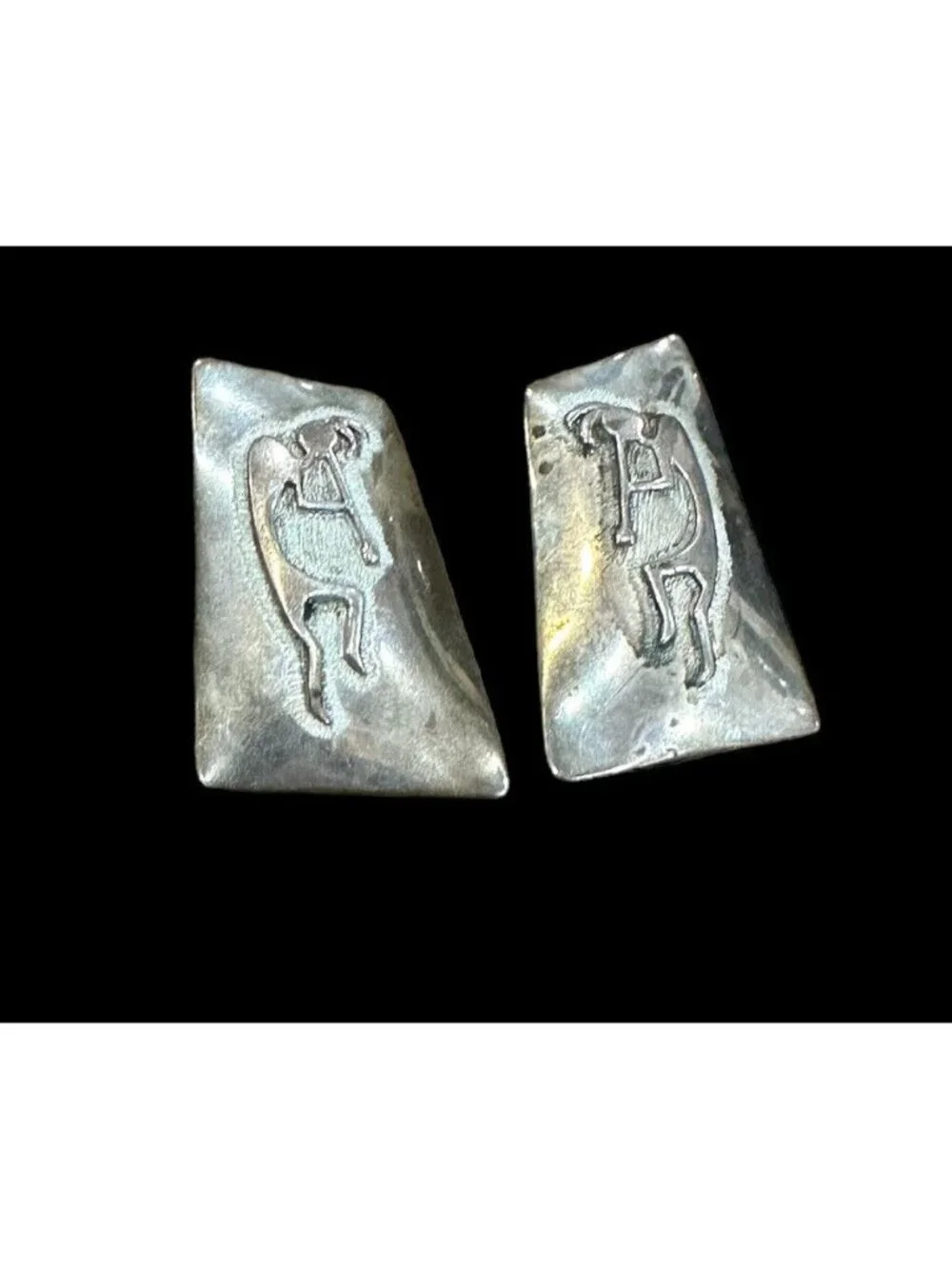 Navajo Ray Morton “Whirling Wind” Earrings Sterling Silver Kokopelli Dancer